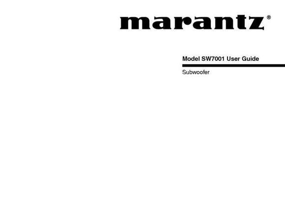 Marantz SW7001 Subwoofer Owners Manual