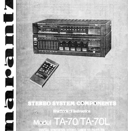 Marantz TA-70 System Owners Instruction Manual