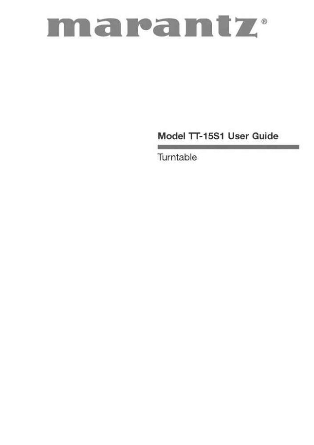 Marantz TT-15S1 Turntable Owners Instruction Manual