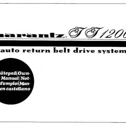 Marantz TT1200 Turntable Owners Instruction Manual