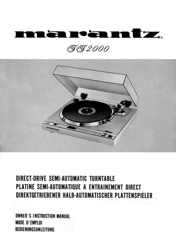 Marantz TT2000 Turntable Owners Manual