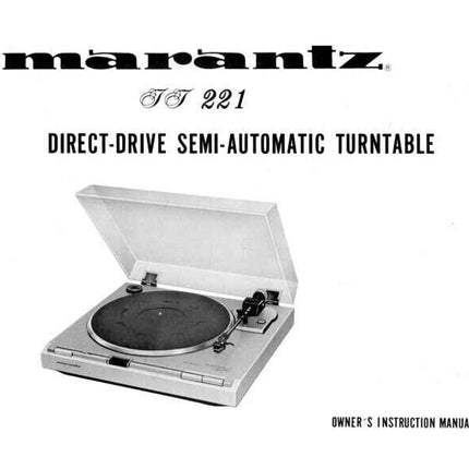 Marantz TT221 Turntable Owners Instruction Manual