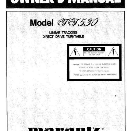 Marantz TT530 Turntable Owners Instruction Manual
