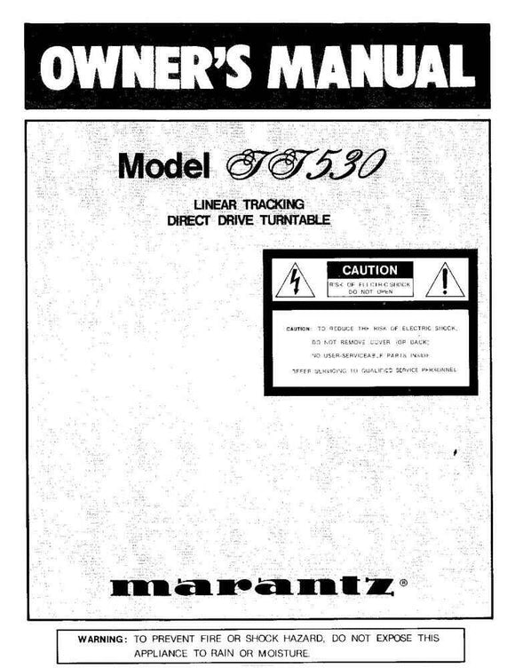 Marantz TT530 Turntable Owners Instruction Manual