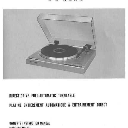 Marantz TT6000 Turntable Owners Instruction Manual