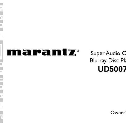 Marantz UD5007 Blu-ray Player Owners Instruction Manual
