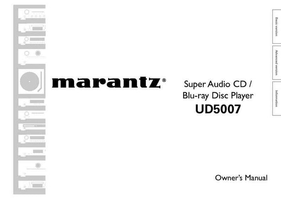 Marantz UD5007 Blu-ray Player Owners Instruction Manual