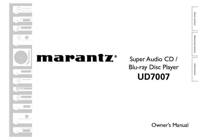 Marantz UD7007 Blu-ray Player Owners Instruction Manual