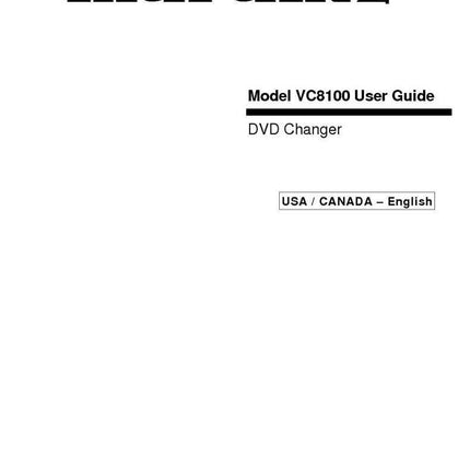 Marantz VC8100 DVD Changer Owners Instruction Manual