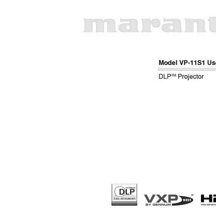 Marantz VP11S1 DLP Projector Owners Manual