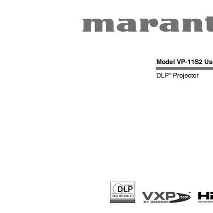 Marantz VP11S2 DLP Projector Owners Manual