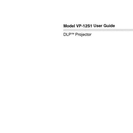 Marantz VP12S1 DLP Projector Owners Manual