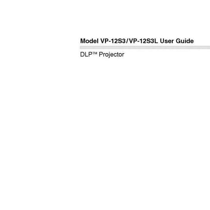 Marantz VP12S3 DLP Projector Owners Manual