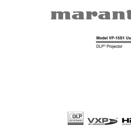 Marantz VP15S1 DLP Projector Owners Manual