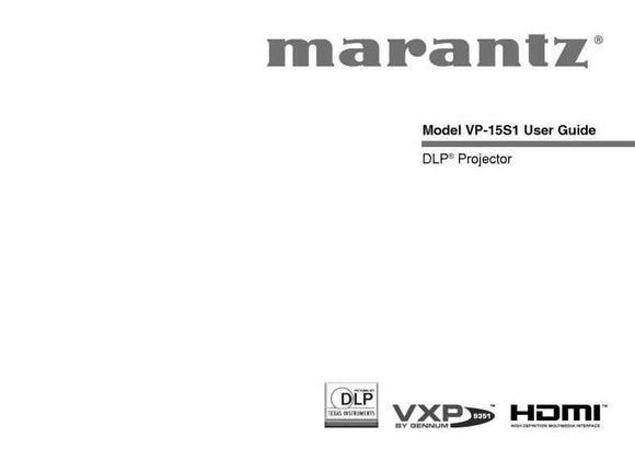 Marantz VP15S1 DLP Projector Owners Manual