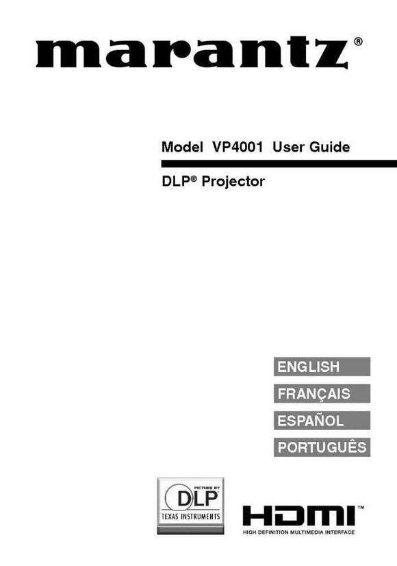 Marantz VP4001 DLP Projector Owners Manual