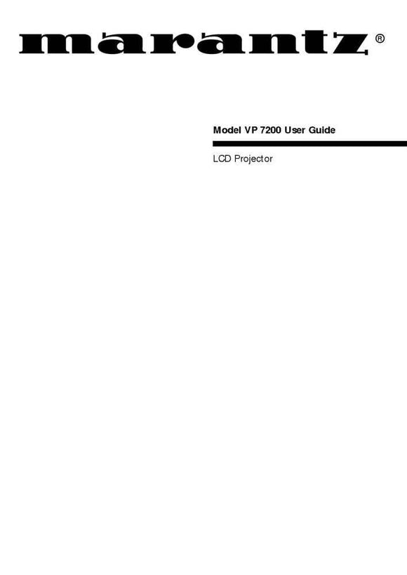 Marantz VP7200 DLP Projector Owners Manual