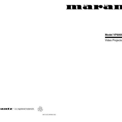 Marantz VP8000 DLP Projector Owners Manual
