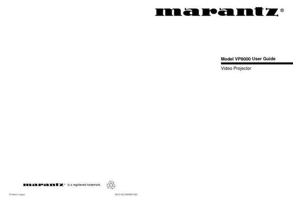 Marantz VP8000 DLP Projector Owners Manual