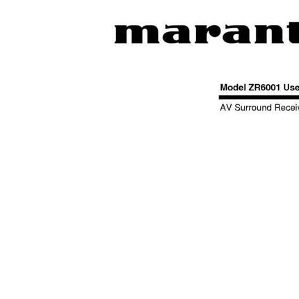 Marantz ZR6001 Receiver Owners Instruction Manual