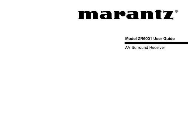 Marantz ZR6001 Receiver Owners Instruction Manual