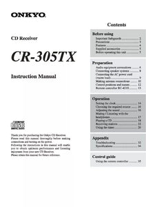 Onkyo CR-305TX CD Receiver Owners Manual