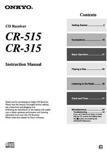 Onkyo CR-315 CD Receiver Owners Manual