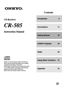 Onkyo CR-505 CD Receiver Owners Manual