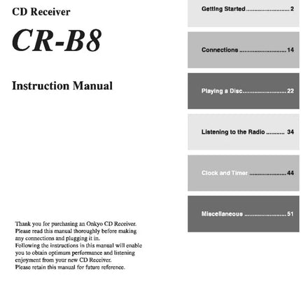 Onkyo CR-B8 CD Receiver Owners Manual