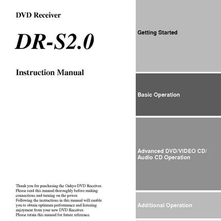 Onkyo DR-S2.0 DVD Receiver Owners Manual