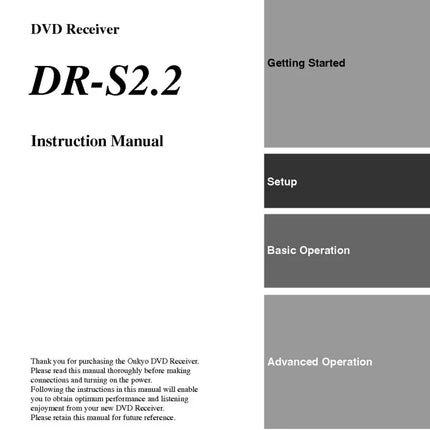 Onkyo DR-S2.2 DVD Receiver Owners Manual