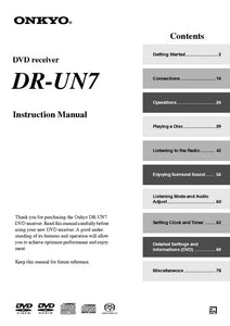 Onkyo DR-UN7 DVD Receiver Owners Manual