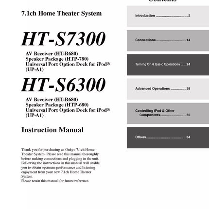 Onkyo HT-S7300 Home Theater Receiver Owners Instruction Manual