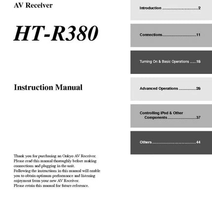 Onkyo Integra HT-R380 Receiver Owners Instruction Manual
