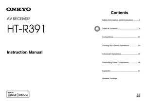 Onkyo Integra HT-R391 Receiver Owners Instruction Manual