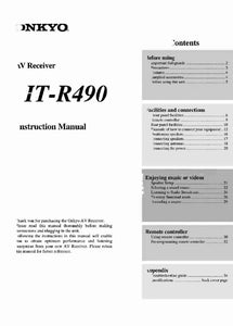 Onkyo Integra HT-R490 Receiver Owners Instruction Manual