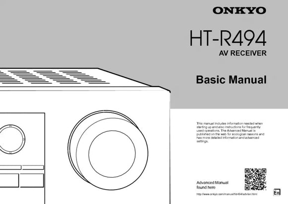 Onkyo Integra HT-R494 Receiver Owners Instruction Manual