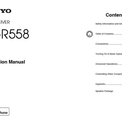 Onkyo Integra HT-R558 Receiver Owners Instruction Manual