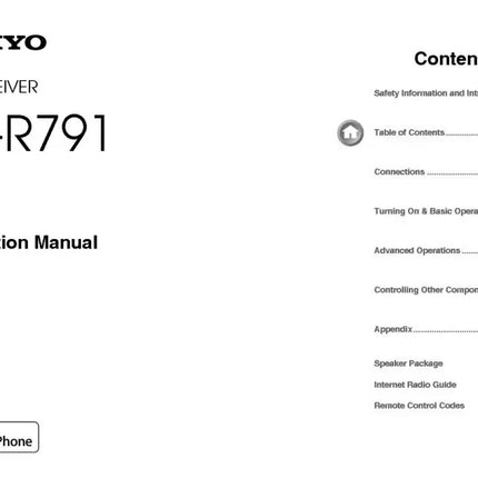 Onkyo Integra HT-R791 Receiver Owners Instruction Manual