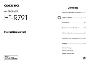 Onkyo Integra HT-R791 Receiver Owners Instruction Manual