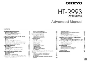 Onkyo Integra HT-R993 Advanced Receiver Owners Instruction Manual