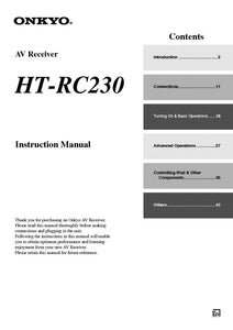 Onkyo Integra HT-RC230 Receiver Owners Instruction Manual