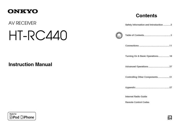 Onkyo Integra HT-RC440 Receiver Owners Instruction Manual