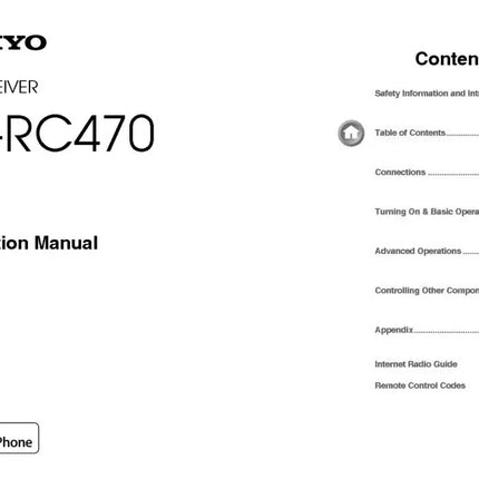 Onkyo Integra HT-RC470 Receiver Owners Instruction Manual