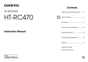 Onkyo Integra HT-RC470 Receiver Owners Instruction Manual