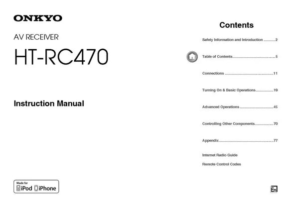 Onkyo Integra HT-RC470 Receiver Owners Instruction Manual