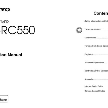 Onkyo Integra HT-RC550 Receiver Owners Instruction Manual