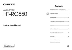 Onkyo Integra HT-RC550 Receiver Owners Instruction Manual