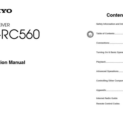 Onkyo Integra HT-RC560 Receiver Owners Instruction Manual