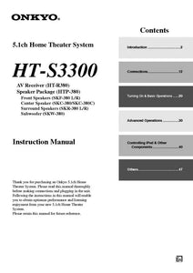 Onkyo Integra HT-S3300 Receiver Owners Instruction Manual